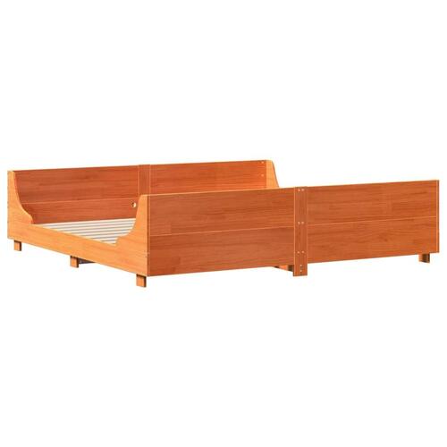 Sengeramme uden madras 200x200 cm massivt fyrretræ gyldenbrun