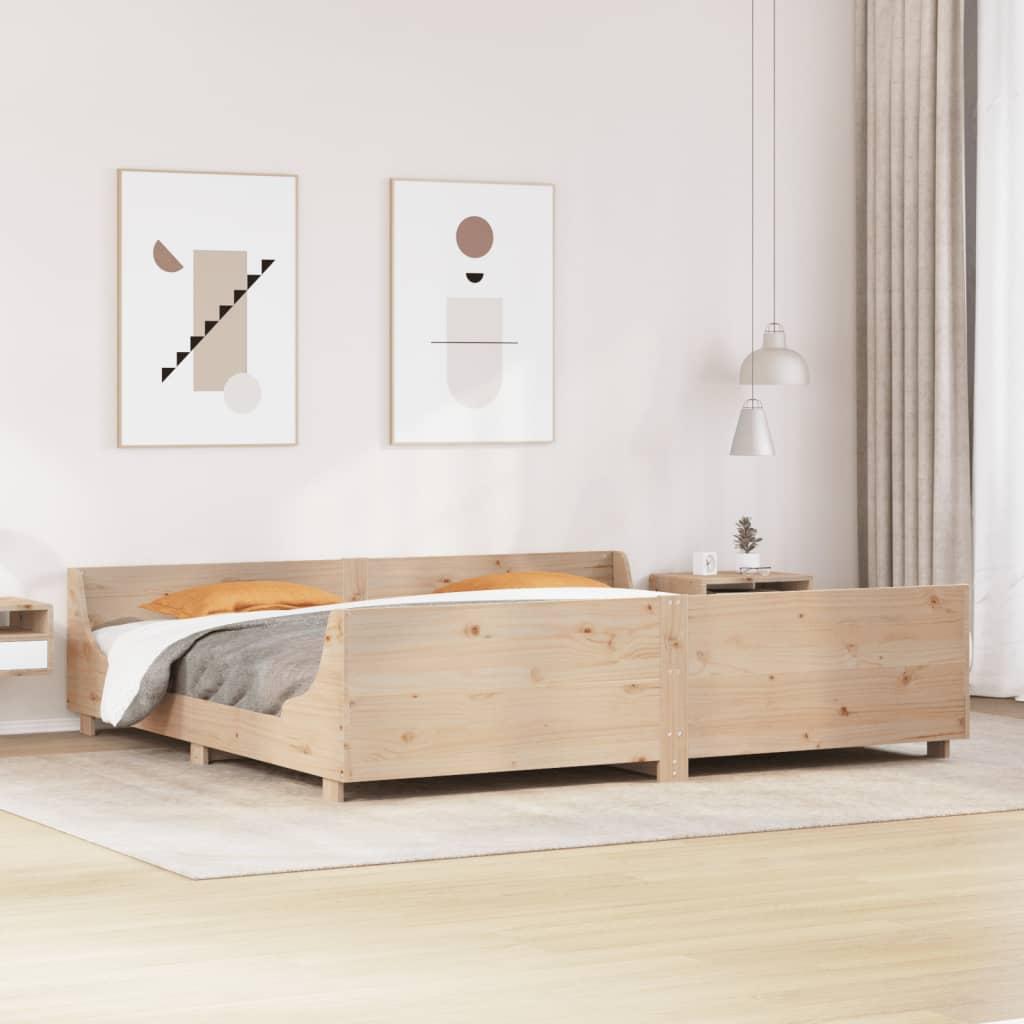 Sengeramme uden madras 200x200 cm massivt fyrretræ