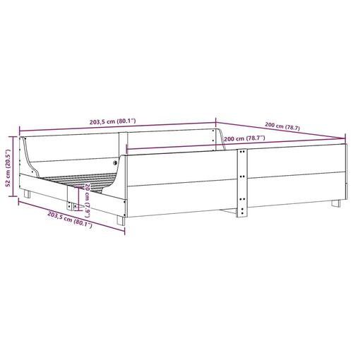 Sengeramme uden madras 200x200 cm massivt fyrretræ