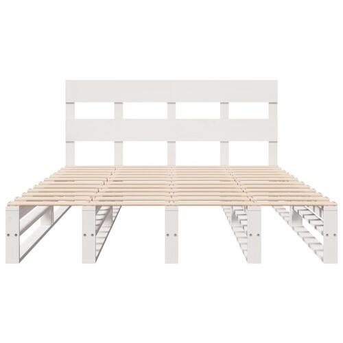 Sengeramme uden madras 140x190 cm massivt fyrretræ hvid