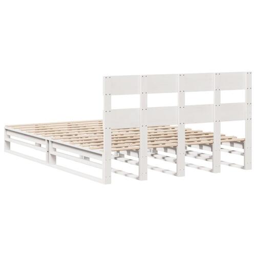 Sengeramme uden madras 140x190 cm massivt fyrretræ hvid