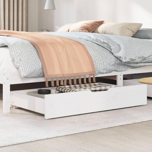 Sengeskuffer 2 stk. 95x55x17 cm massivt fyrretræ hvid