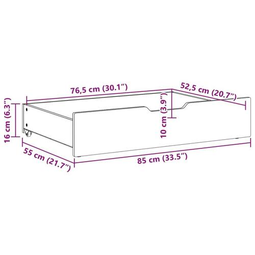 Sengeskuffer 2 stk. 85x55x17 cm massivt fyrretræ gyldenbrun