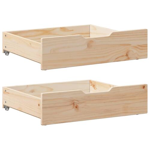 Sengeskuffer med hjul 2 stk. 65x55x16 cm massivt fyrretræ