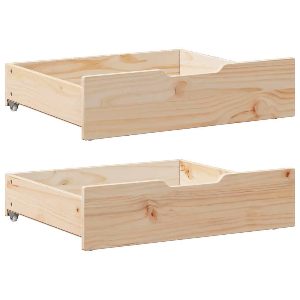 Sengeskuffer med hjul 2 stk. 65x55x16 cm massivt fyrretræ