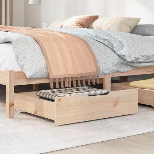 Sengeskuffer med hjul 2 stk. 65x55x16 cm massivt fyrretræ