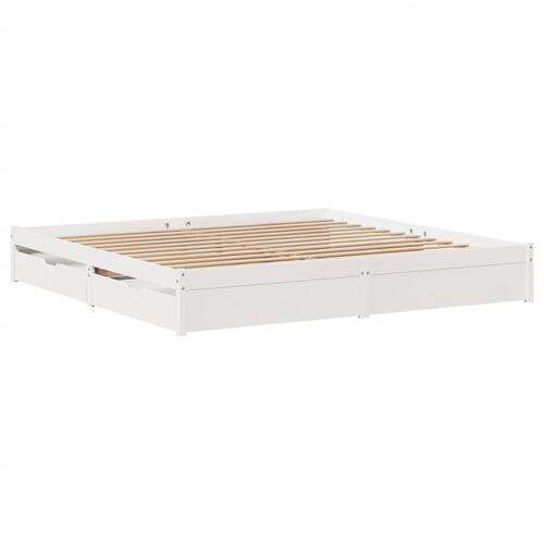 Sengeramme uden madras 200x200 cm massivt fyrretræ hvid