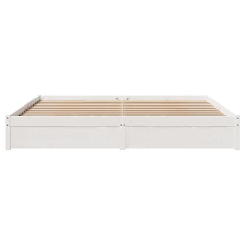Sengeramme uden madras 200x200 cm massivt fyrretræ hvid