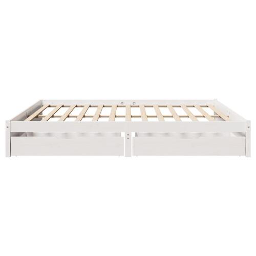 Sengeramme uden madras 200x200 cm massivt fyrretræ hvid