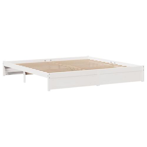 Sengeramme uden madras 200x200 cm massivt fyrretræ hvid