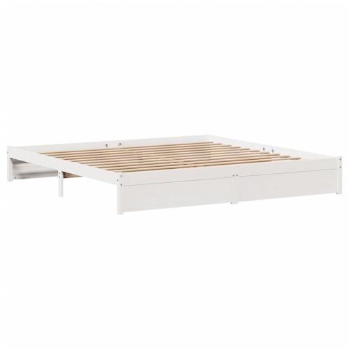 Sengeramme uden madras 200x200 cm massivt fyrretræ hvid