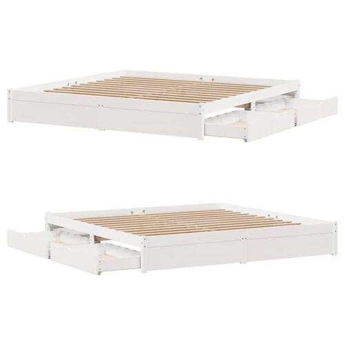 Sengeramme uden madras 200x200 cm massivt fyrretræ hvid