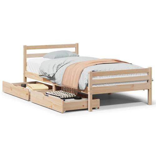 Sengeramme uden madras 75x190 cm massivt fyrretræ