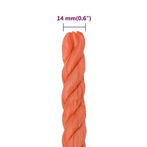 Arbejdsreb 14 mm 25 m polypropylen orange