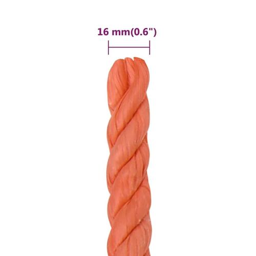 Arbejdsreb 16 mm 50 m polypropylen orange
