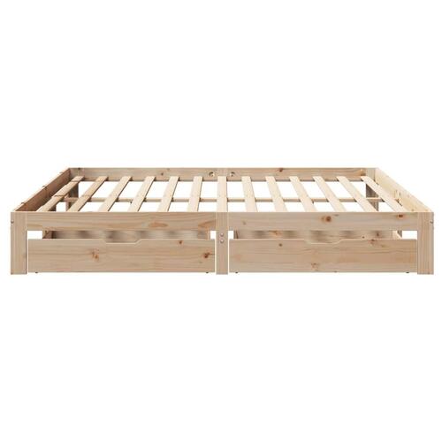 Sengeramme med skuffer 200x200 cm massivt fyrretræ