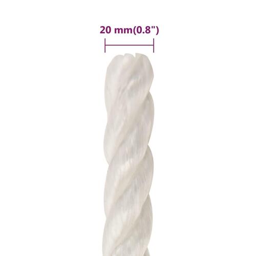 Arbejdsreb 20 mm 25 m polypropylen hvid