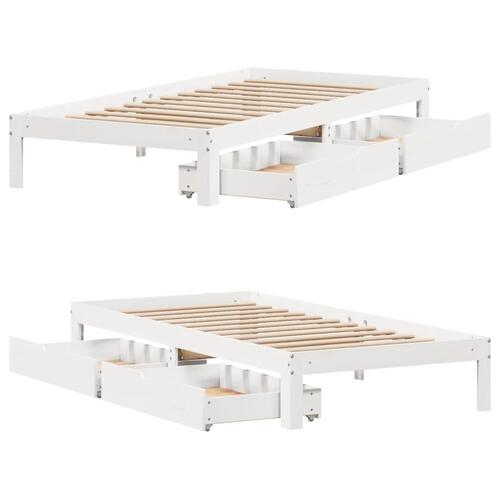 Sengeramme med skuffer 90x190 cm massivt fyrretræ hvid