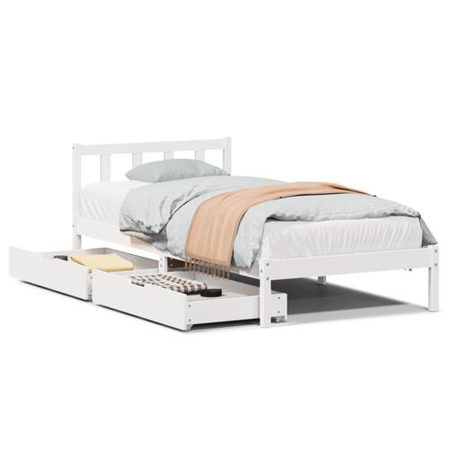Sengeramme uden madras 100x200 cm massivt fyrretræ hvid