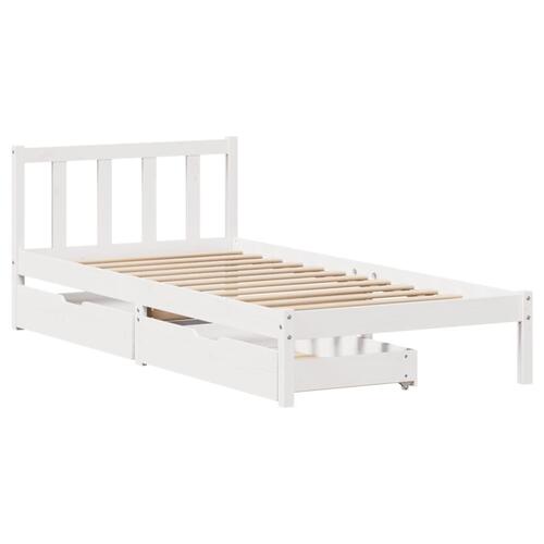 Sengeramme uden madras 90x200 cm massivt fyrretræ hvid