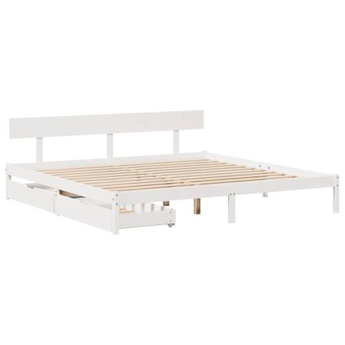 Sengeramme uden madras 200x200 cm massivt fyrretræ hvid