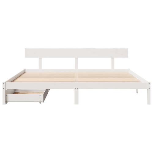Sengeramme uden madras 200x200 cm massivt fyrretræ hvid