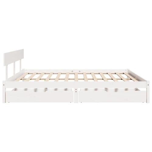 Sengeramme uden madras 200x200 cm massivt fyrretræ hvid
