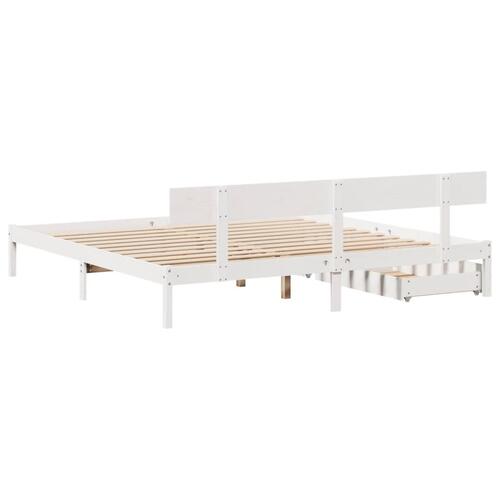 Sengeramme uden madras 200x200 cm massivt fyrretræ hvid
