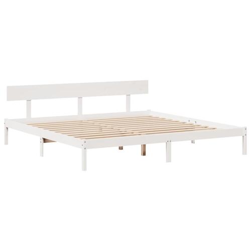Sengeramme uden madras 200x200 cm massivt fyrretræ hvid