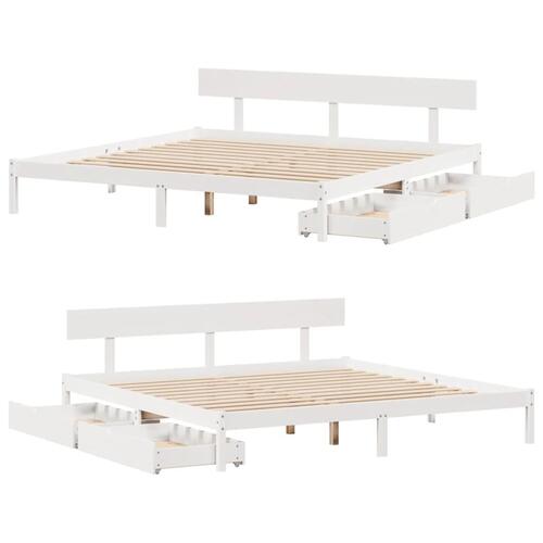 Sengeramme uden madras 200x200 cm massivt fyrretræ hvid