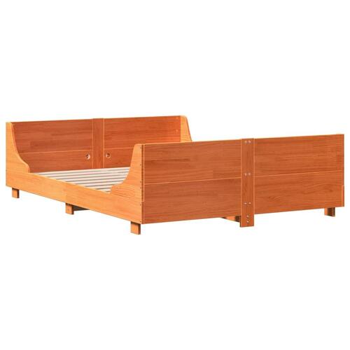 Sengeramme uden madras 150x200 cm massivt fyrretræ gyldenbrun