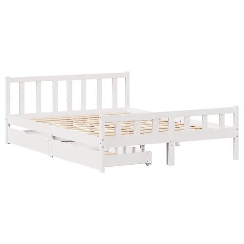 Sengeramme uden madras 150x200 cm massivt fyrretræ hvid