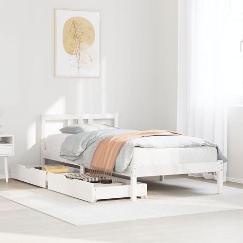 Sengeramme uden madras 90x200 cm massivt fyrretræ hvid
