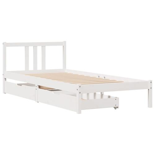 Sengeramme uden madras 90x200 cm massivt fyrretræ hvid