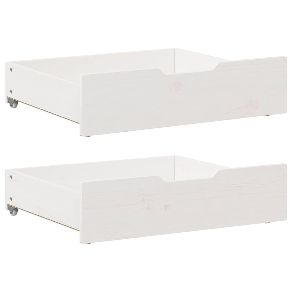 Sengeskuffer 2 stk. 75x55x17 cm massivt fyrretræ hvid