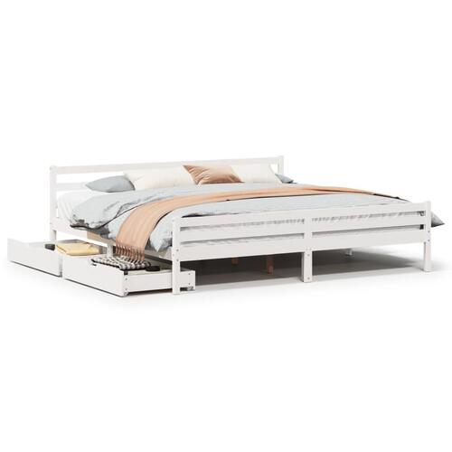 Sengeramme uden madras 200x200 cm massivt fyrretræ hvid