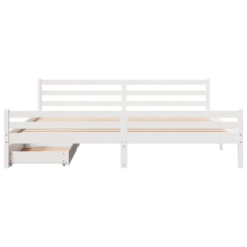 Sengeramme uden madras 200x200 cm massivt fyrretræ hvid