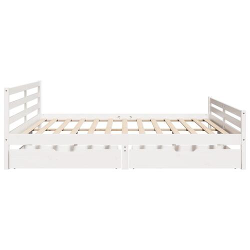 Sengeramme uden madras 200x200 cm massivt fyrretræ hvid