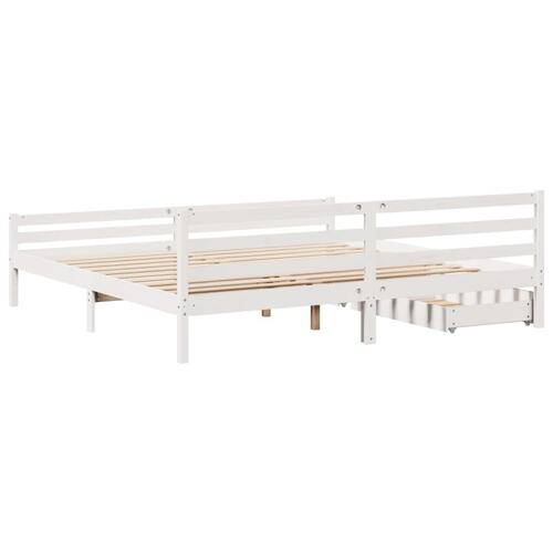 Sengeramme uden madras 200x200 cm massivt fyrretræ hvid