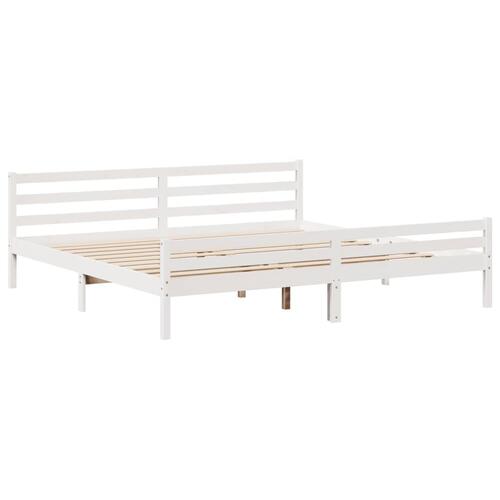Sengeramme uden madras 200x200 cm massivt fyrretræ hvid