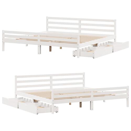 Sengeramme uden madras 200x200 cm massivt fyrretræ hvid