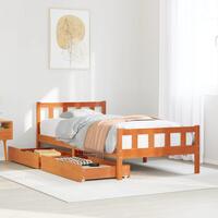 Sengeramme uden madras 75x190 cm massivt fyrretræ gyldenbrun