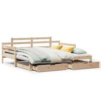 Daybed med udtræk og skuffer 80x200 cm massivt fyrretræ