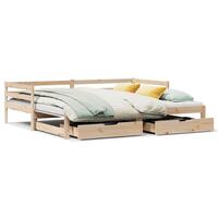 Daybed med udtræk og skuffer 90x200 cm massivt fyrretræ