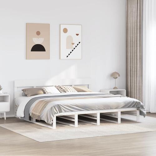 Sengeramme uden madras 200x200 cm massivt fyrretræ hvid