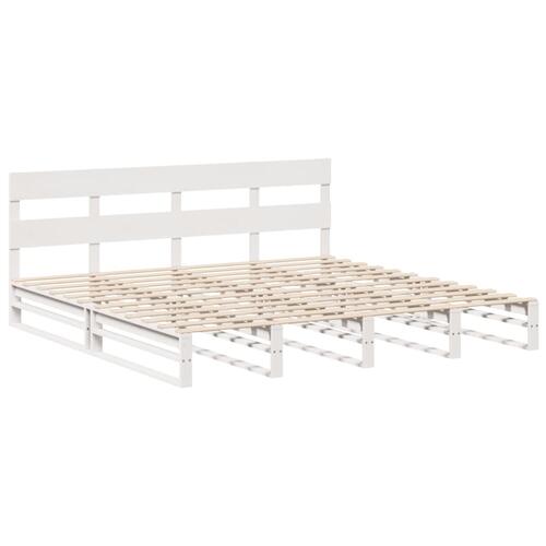 Sengeramme uden madras 200x200 cm massivt fyrretræ hvid