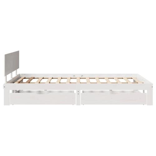 Sengeramme med skuffer 135x190 cm massivt fyrretræ hvid