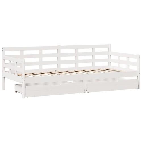 Daybed med skuffer 90x190 cm massivt fyrretræ hvid