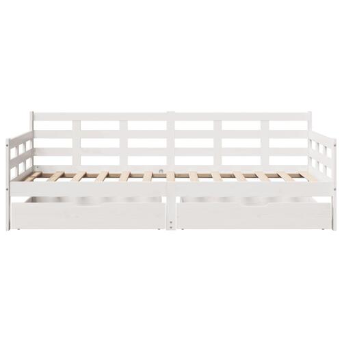 Daybed med skuffer 90x190 cm massivt fyrretræ hvid