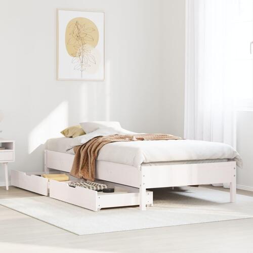 Sengeramme uden madras 90x200 cm massivt fyrretræ hvid
